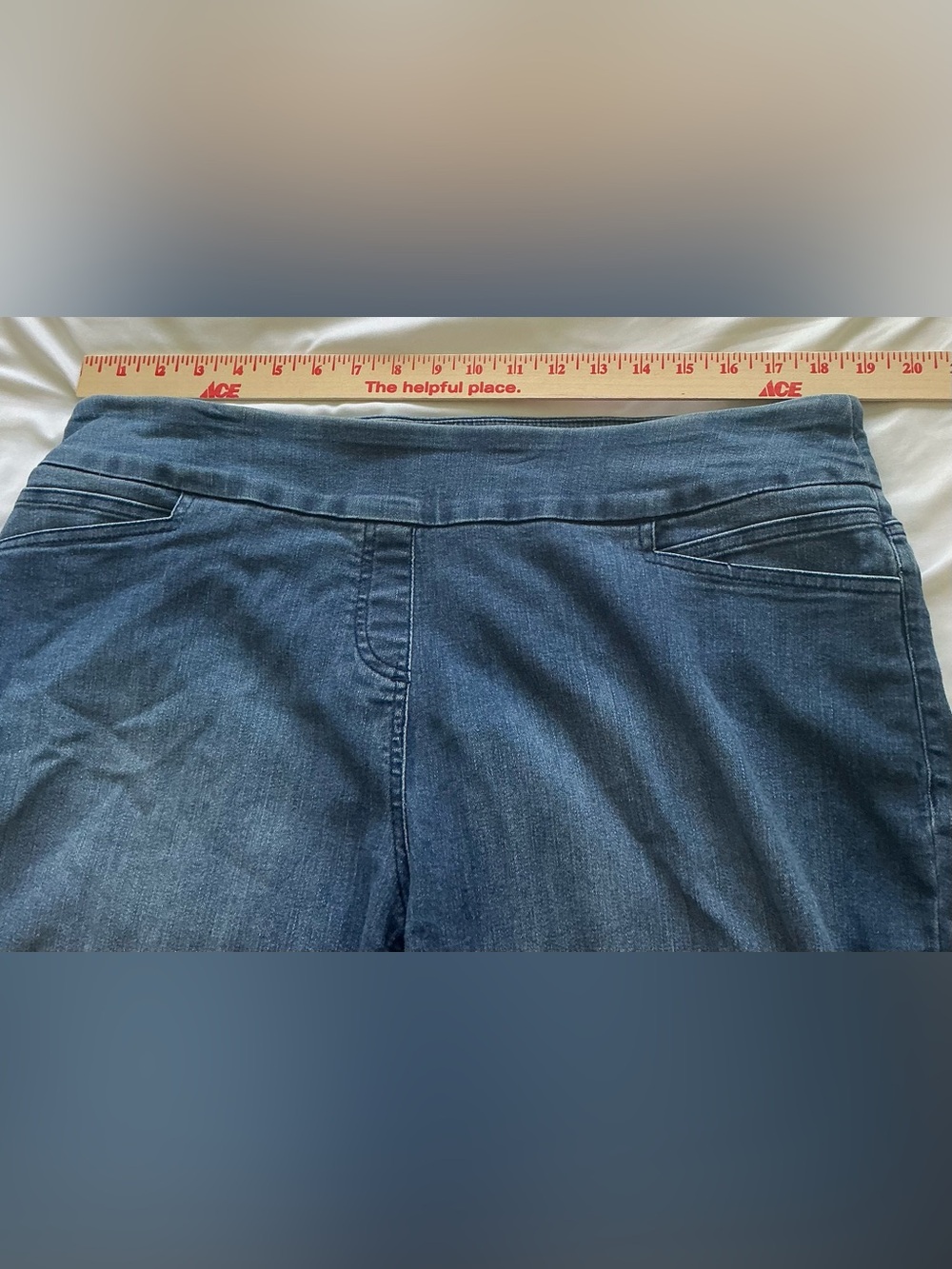 Westbound Woman Pull On Crop Denim Jeans Capris Plus Size 20W Side Slit Pockets - Picture 6 of 8